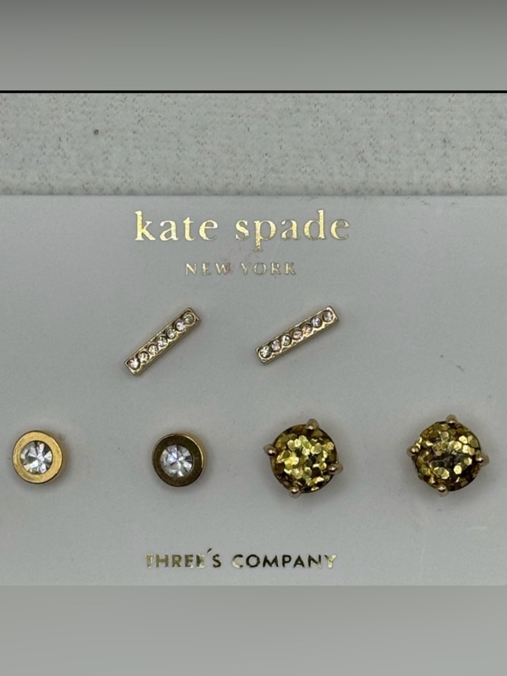Kate Spade Jewelry | Kate Spade "Three's Company" Stud Set | Color: Gold